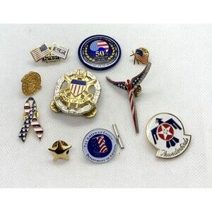 Vintage‎ Lot of 10 Military Lapel Pin Brooch Korean War Veteran Thunderbirds
